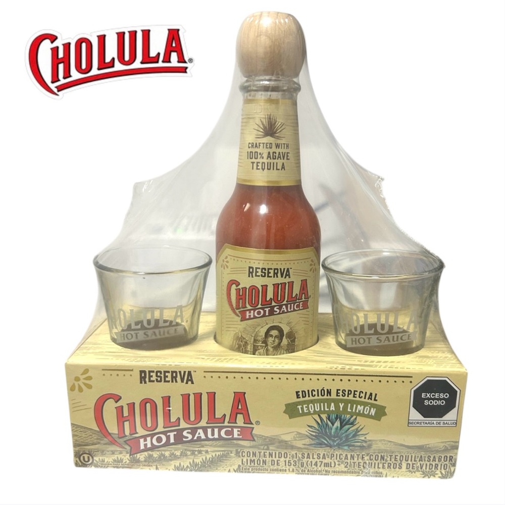 Cholula Reserva Tequila & Lime Hot Sauce Special Edition Pack With Shot Glasses